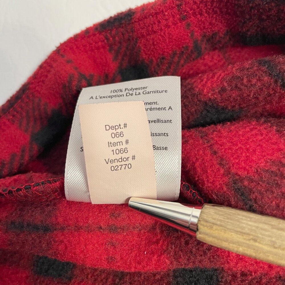 Eddie Bauer Fleece 1/4 Zip Pullover Sweater Mens Large Red Black Buffalo Plaid - Picture 10 of 13